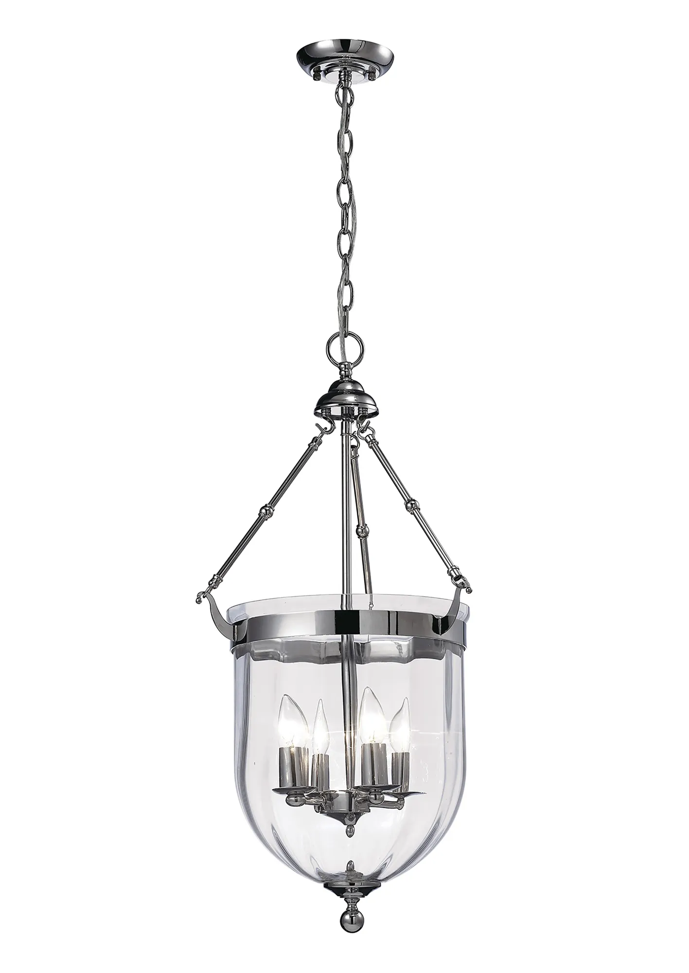 IL31073  Aubrey Glass Pendant 4 Light Polished Chrome